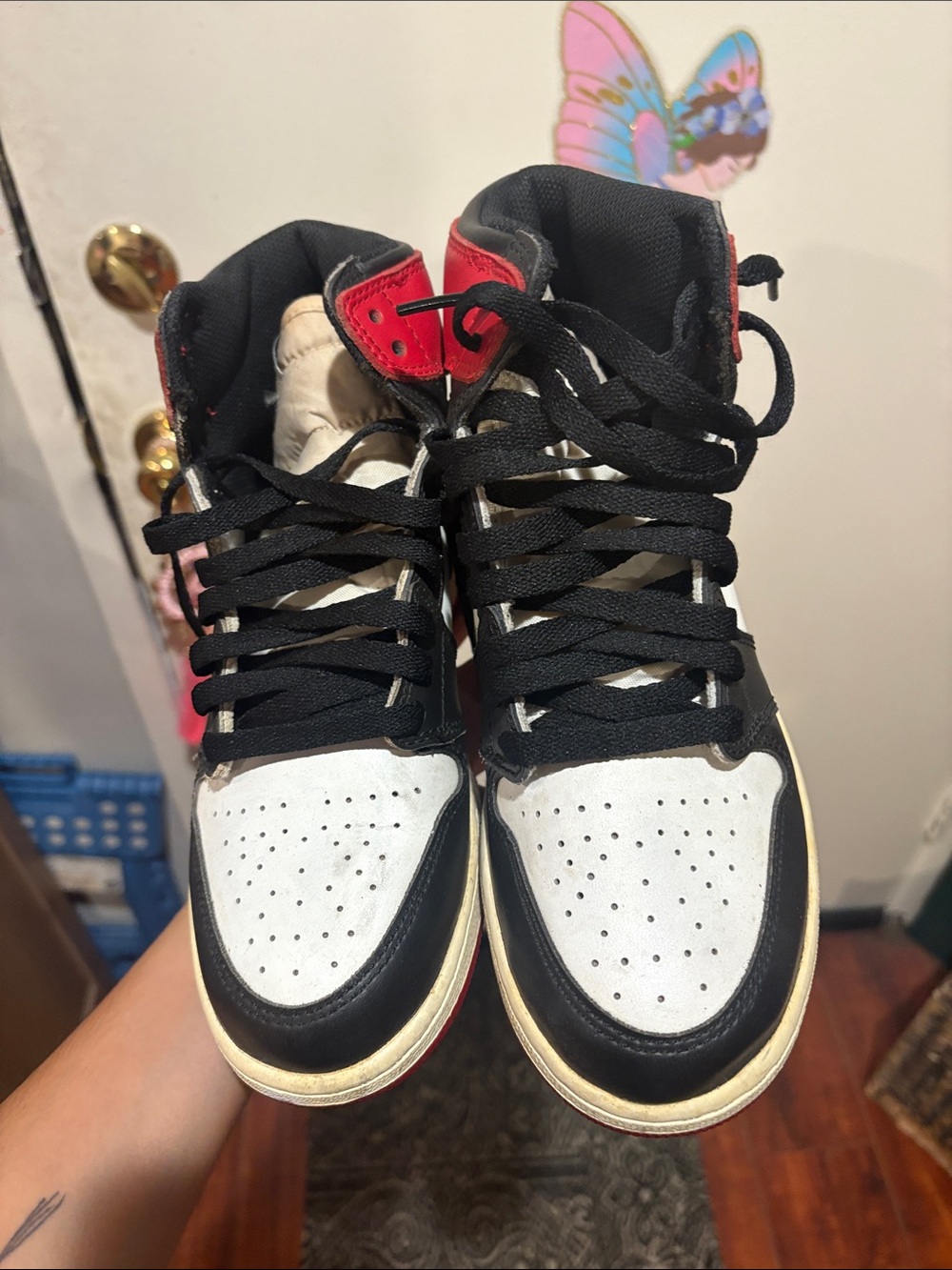 Nike Black, Red & Beige High Top Sneakers